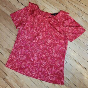 Banana Republic Red Abstract Print Cap Sleeve Top M